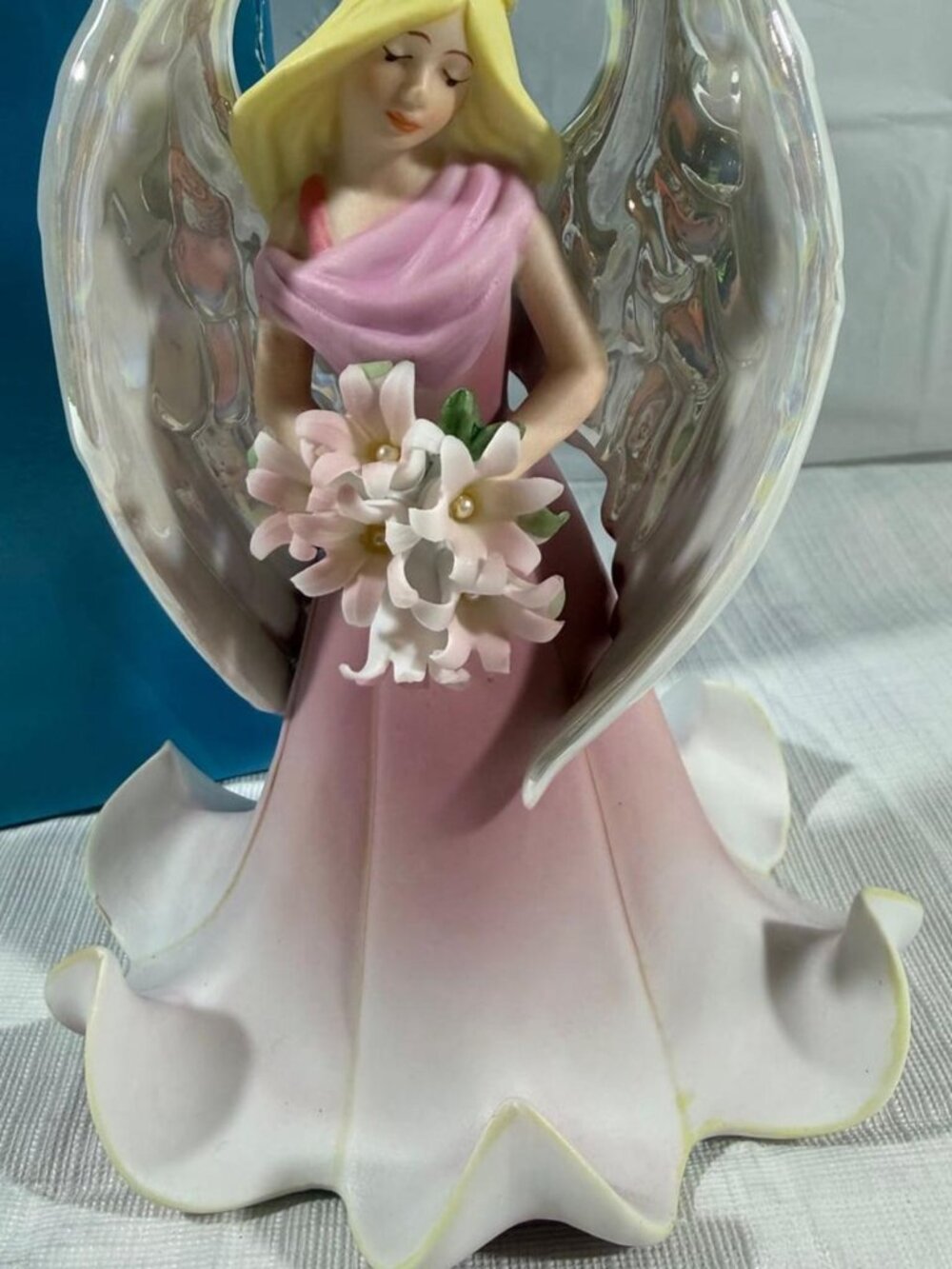Vintage 2006 Avon Lily Angel Porcelain Figurine Joyful Flower